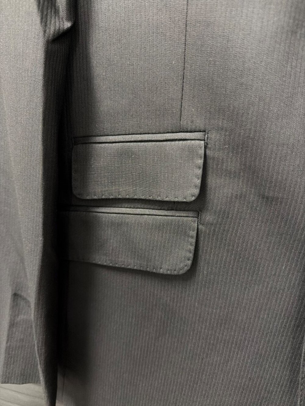 Perry Ellis Portfolio Black Shadow Slim Fit Modern Suit Jacket 42L New - Picture 2 of 7